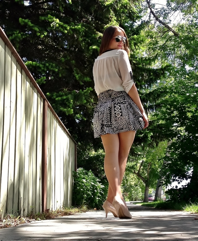 mini skirt and blouse